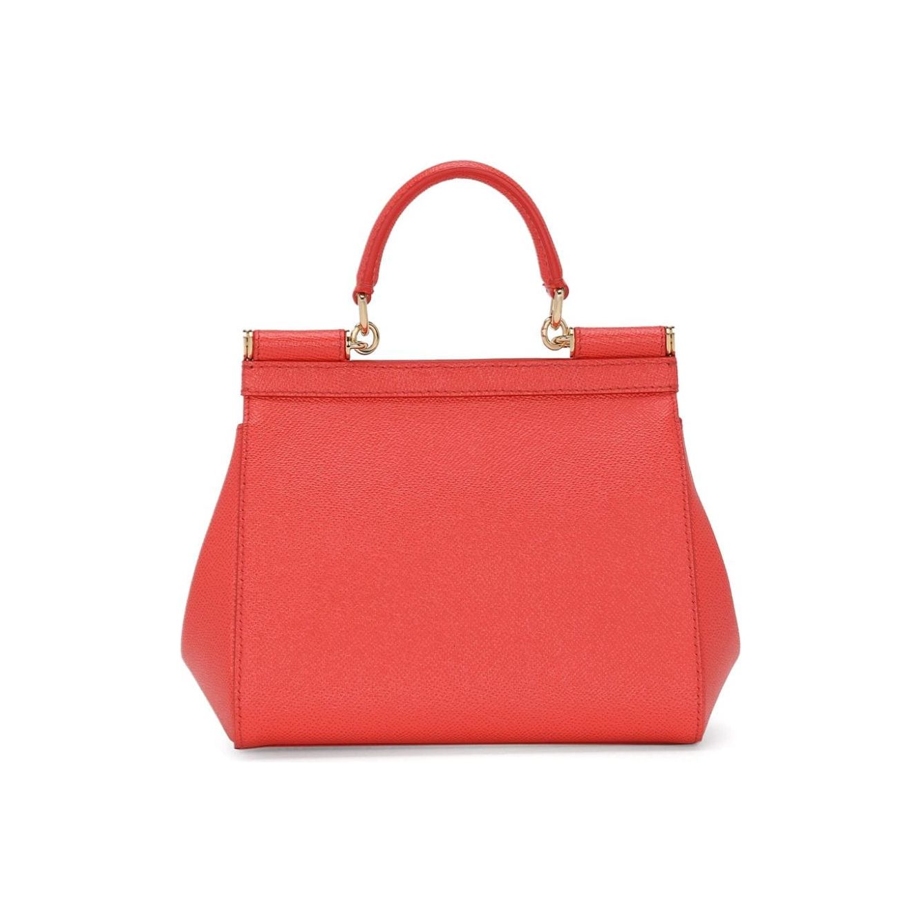 Dolce & Gabbana coral red leather gold-tone logo plaque  Bags Handbag Dolce & Gabbana