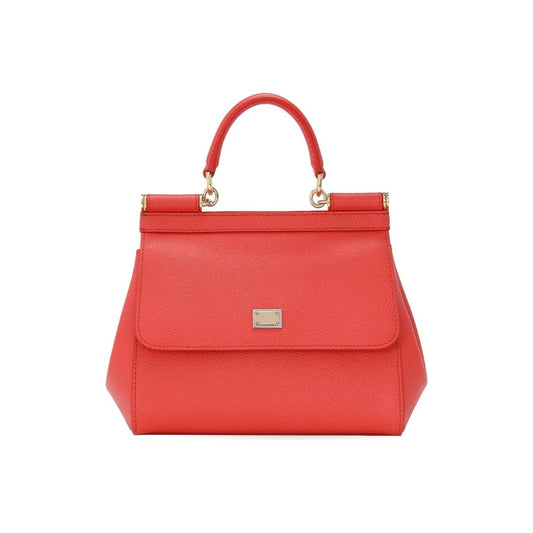 Dolce & Gabbana coral red leather gold-tone logo plaque  Bags Handbag Dolce & Gabbana