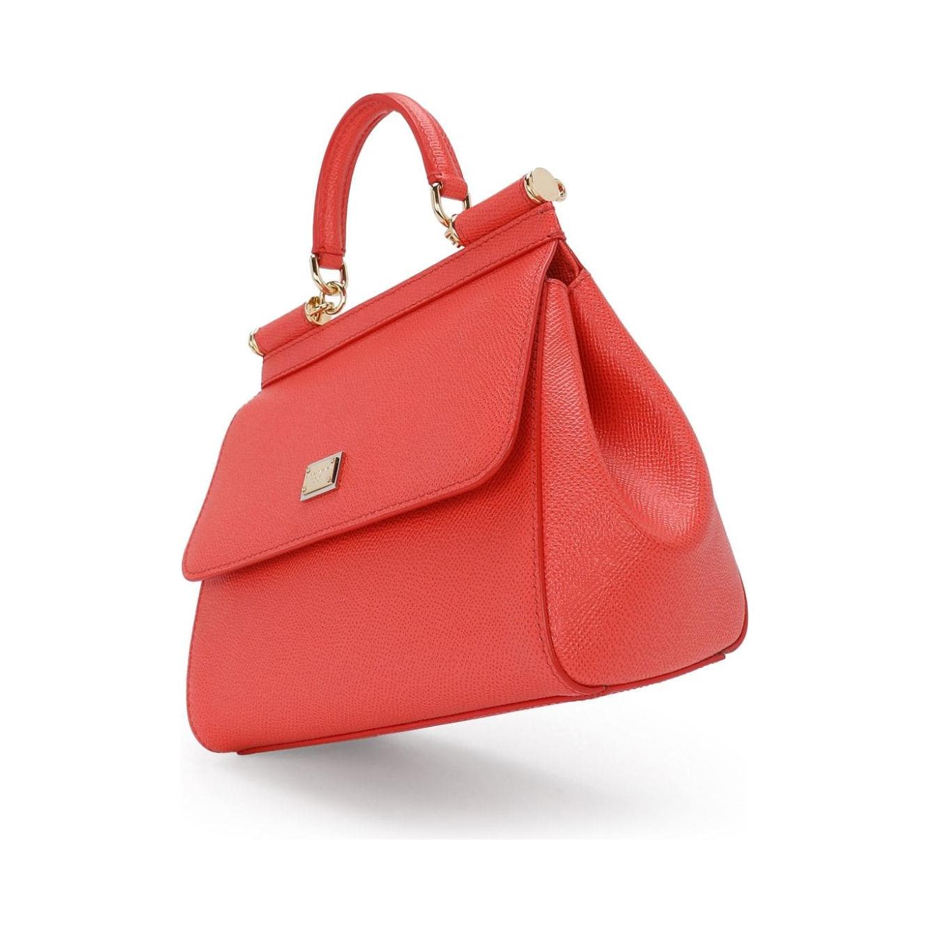 Dolce & Gabbana coral red leather gold-tone logo plaque  Bags Handbag Dolce & Gabbana