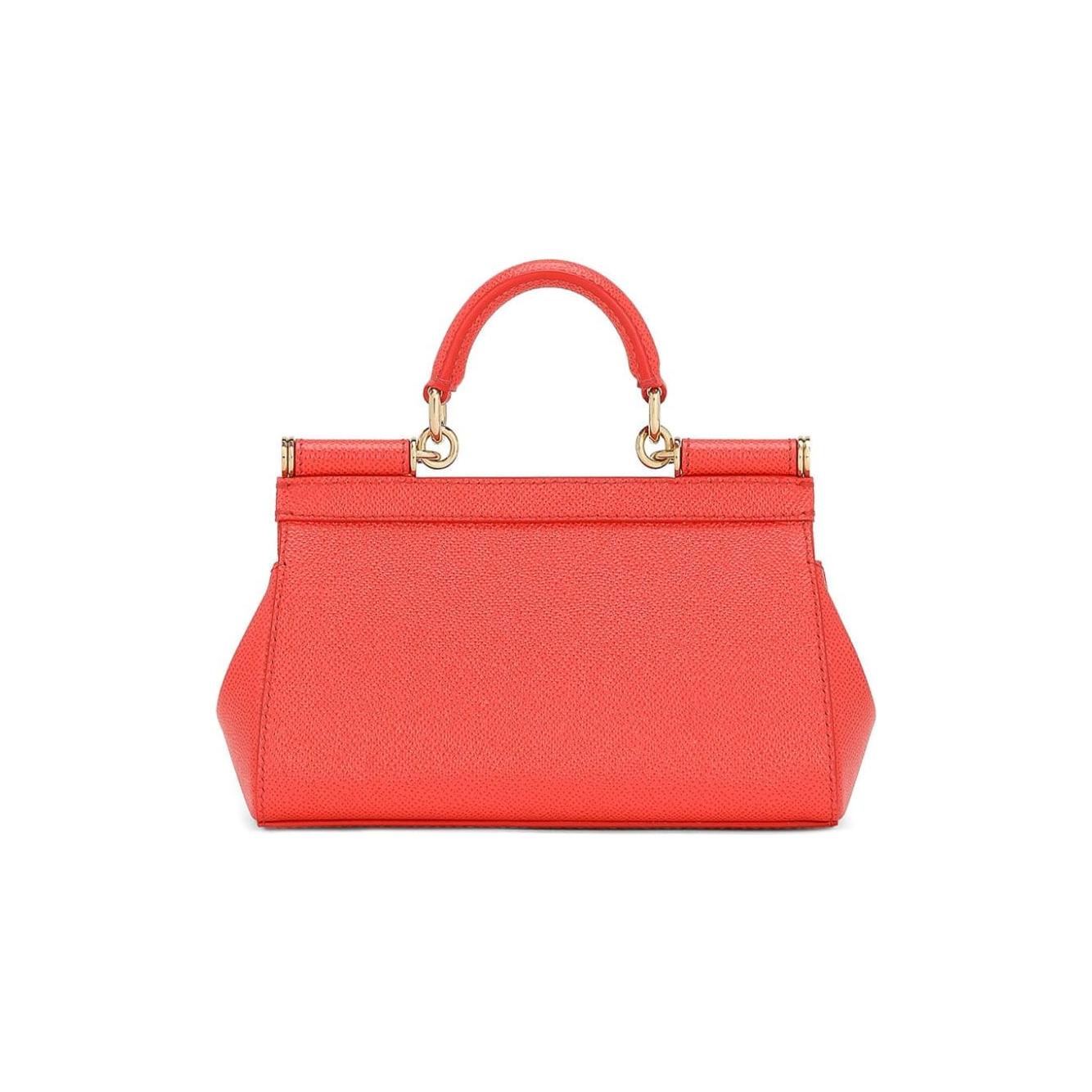 Dolce & Gabbana coral red leather gold-tone logo plaque Bag Handbag Dolce & Gabbana