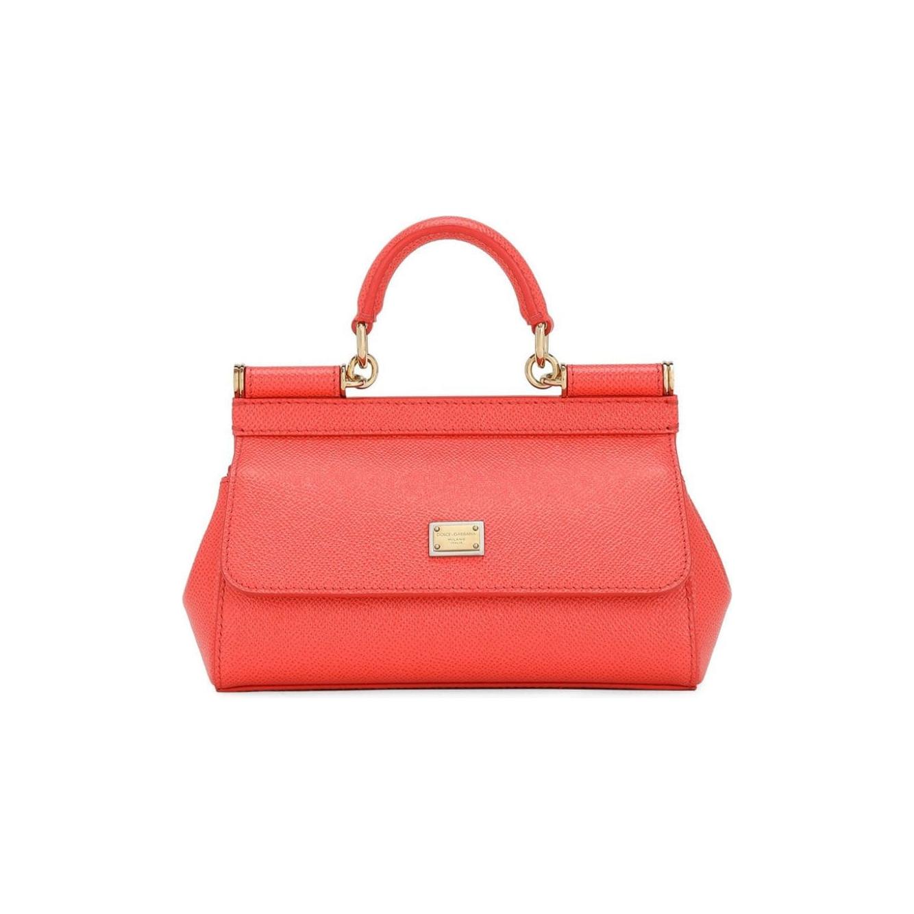 Dolce & Gabbana coral red leather gold-tone logo plaque Bag Handbag Dolce & Gabbana