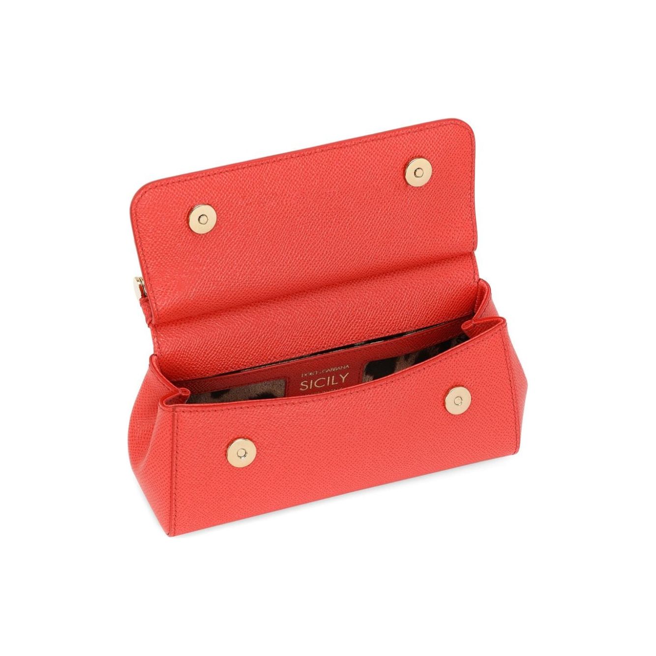 Dolce & Gabbana coral red leather gold-tone logo plaque Bag Handbag Dolce & Gabbana