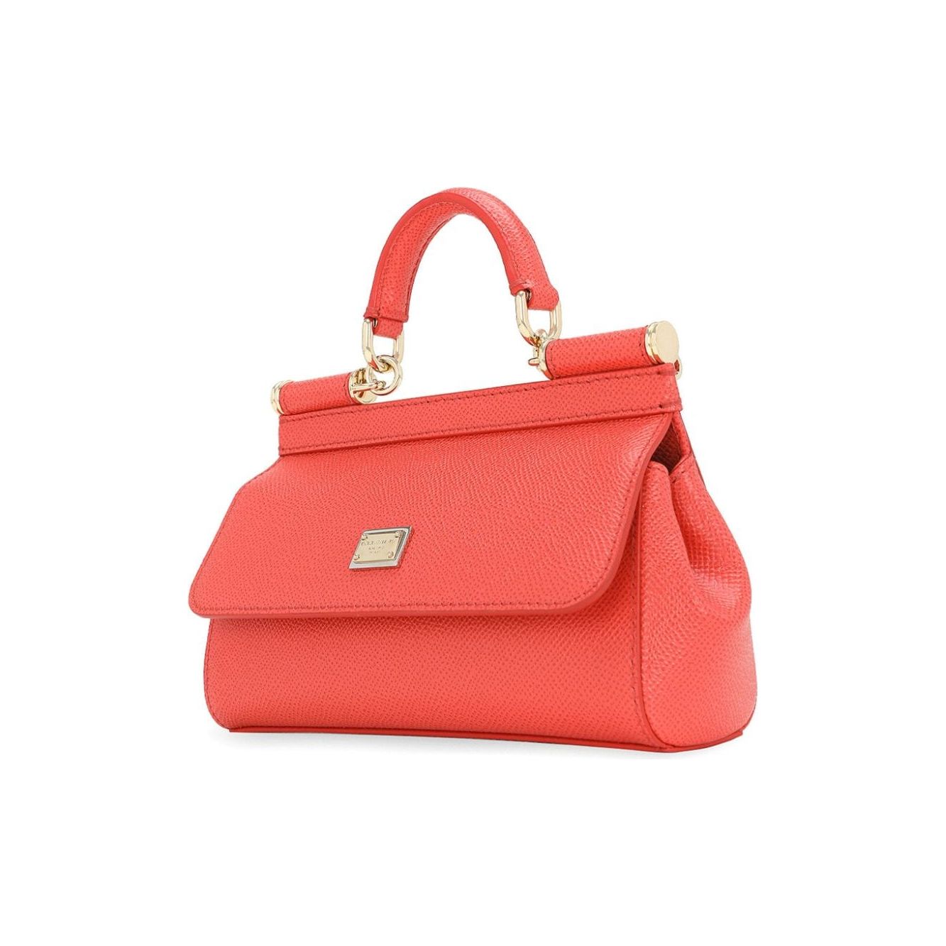 Dolce & Gabbana coral red leather gold-tone logo plaque Bag Handbag Dolce & Gabbana