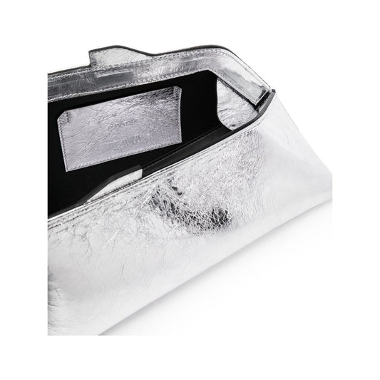 The Attico silver-tone calf leather grained texture metallic effect Bag Clutches The Attico