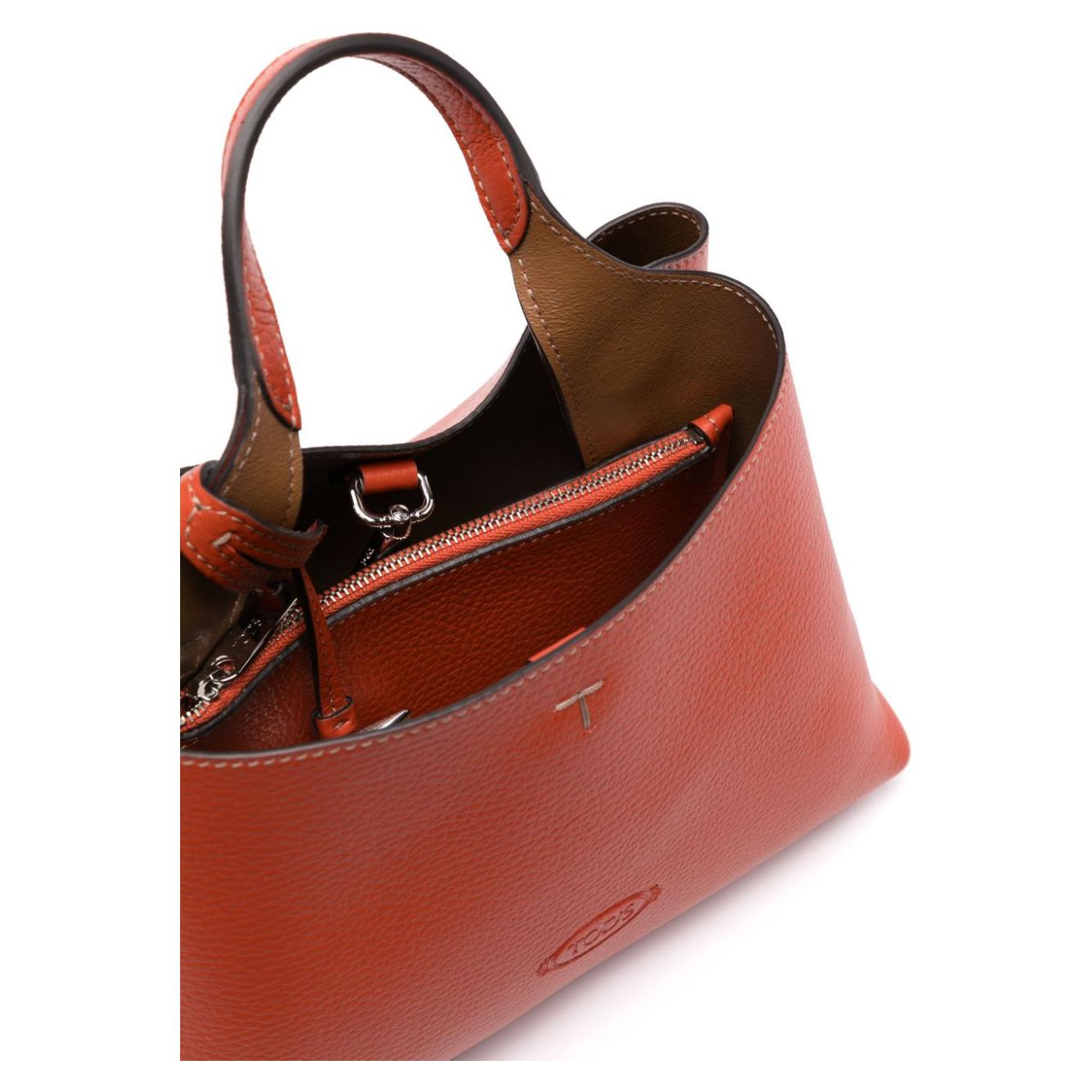 Tod's burnt orange calf leather grained texture Bag Shopper Tod'S