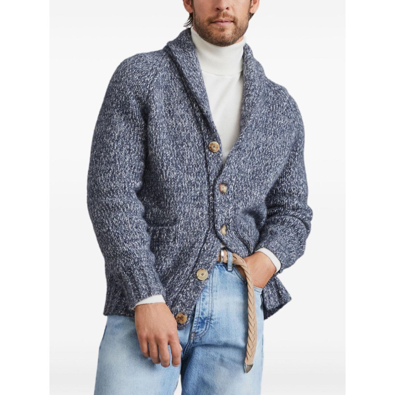 Brunello Cucinelli Sweaters Blue mélange effect Topwear Brunello Cucinelli