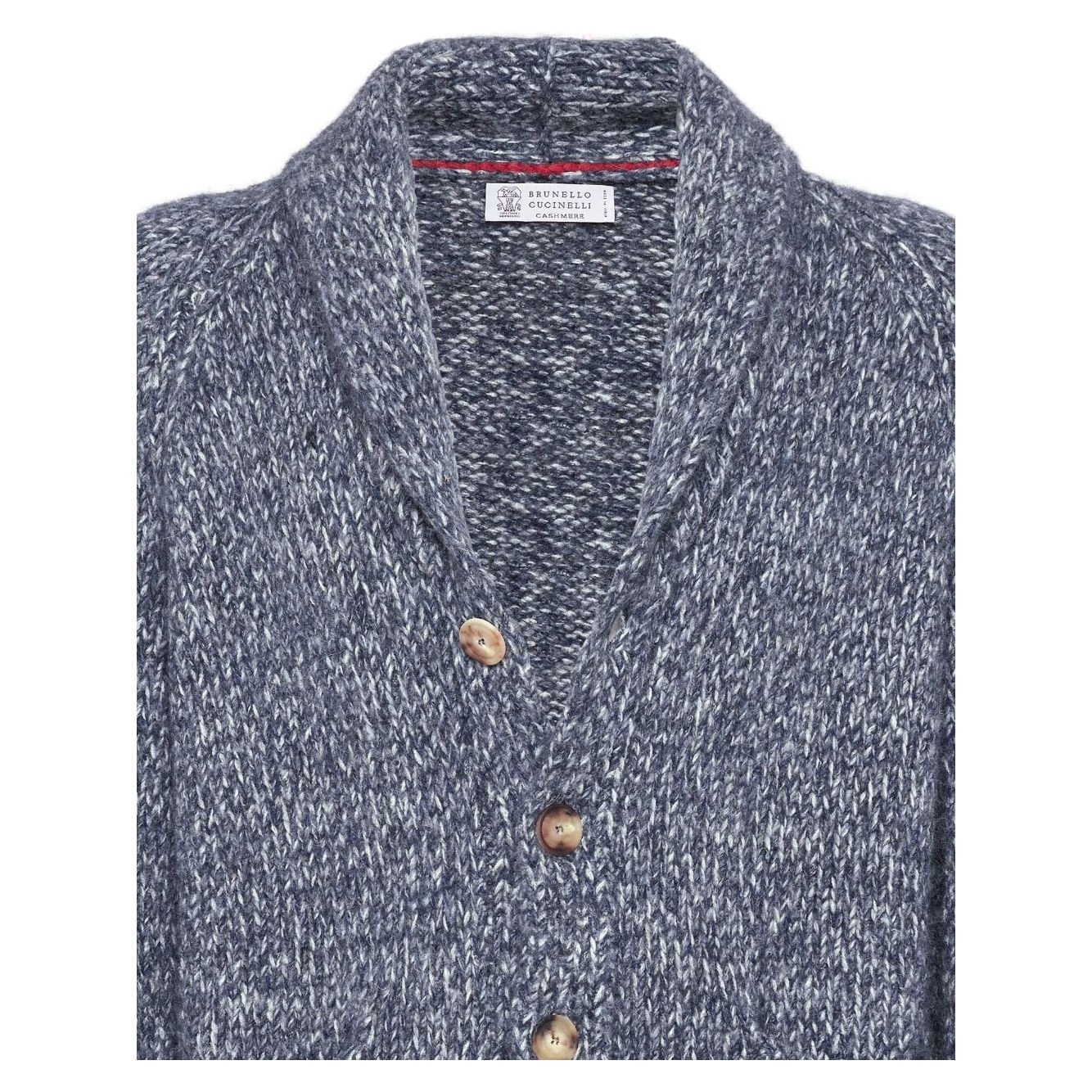 Brunello Cucinelli Sweaters Blue mélange effect Topwear Brunello Cucinelli