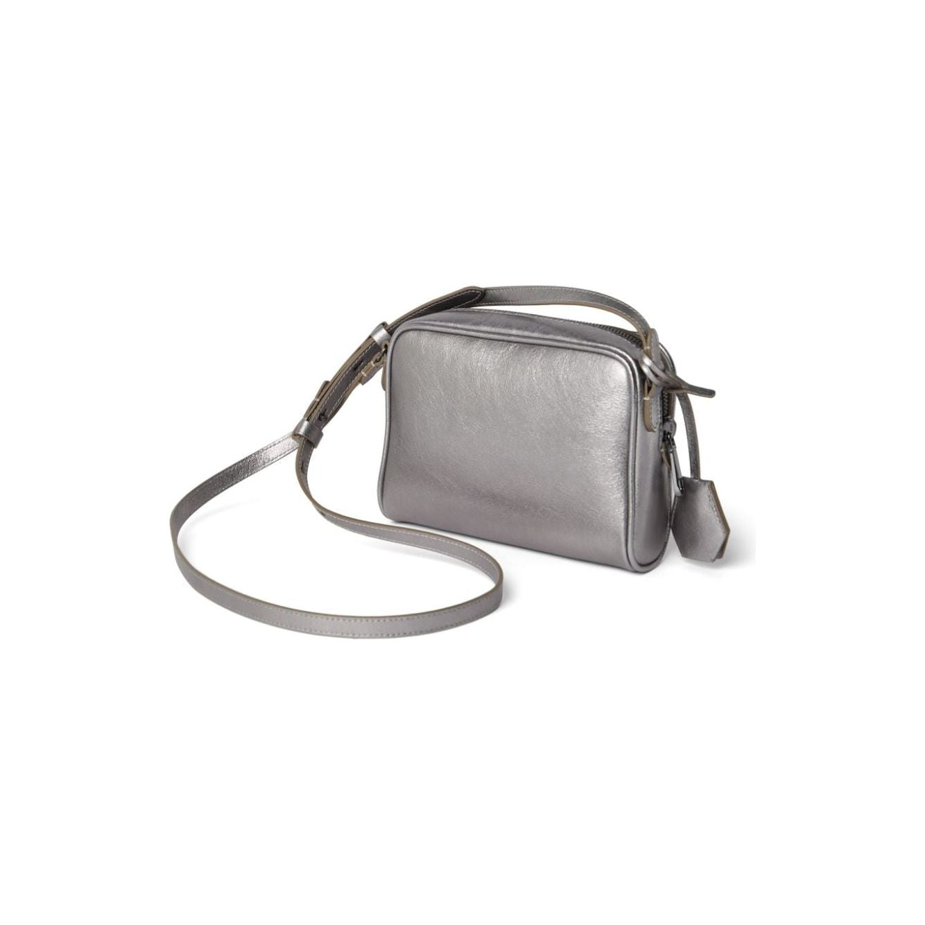 Brunello Cucinelli silver tone grey leather grained texture Bags Shoulder Brunello Cucinelli