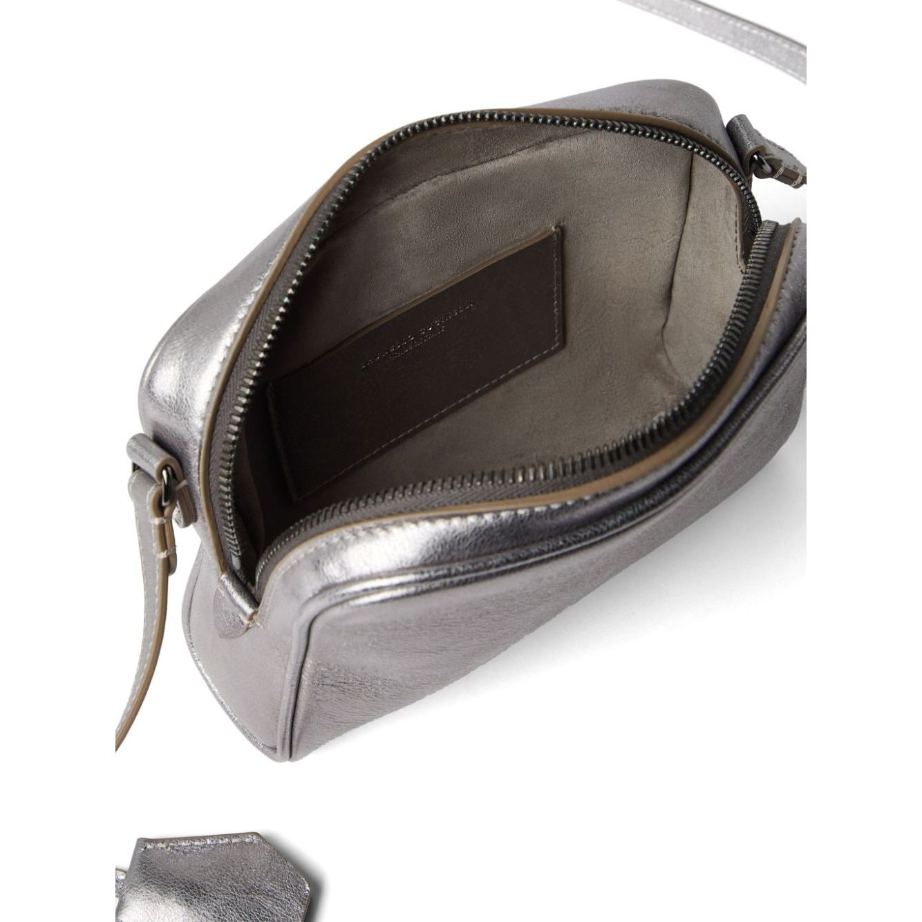 Brunello Cucinelli silver tone grey leather grained texture Bags Shoulder Brunello Cucinelli