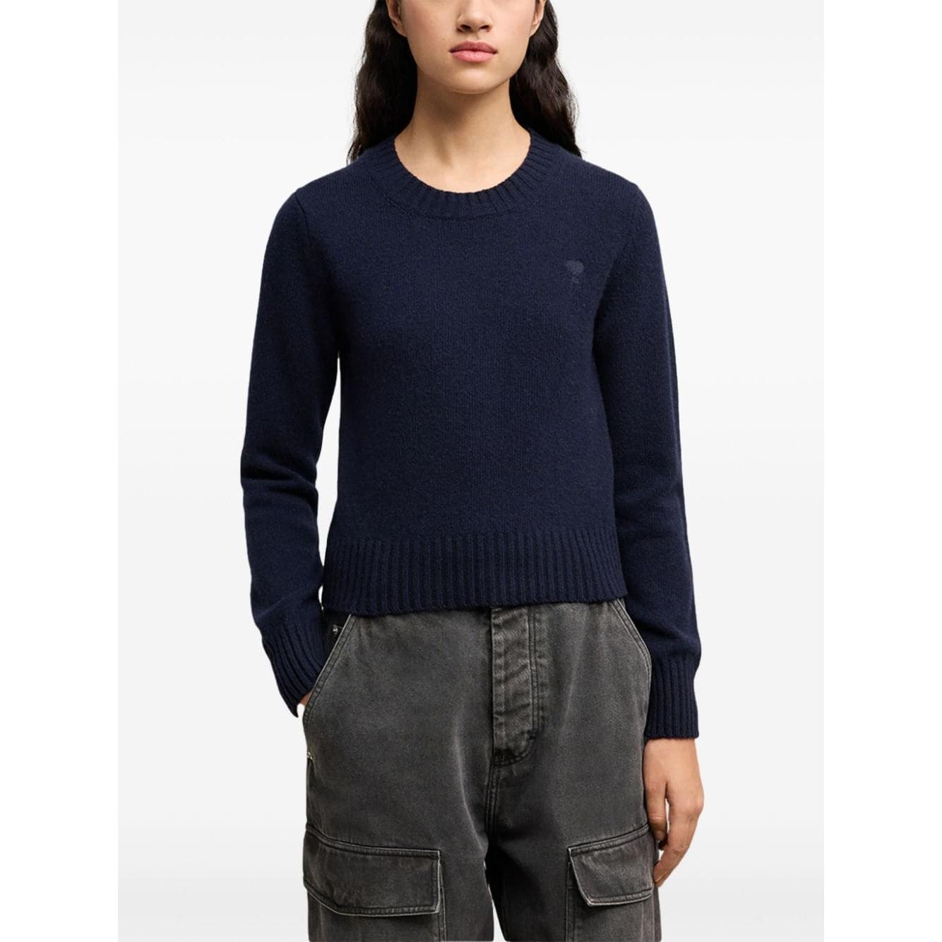 Ami Paris navy blue wool-cashmere blend knitted Sweater Topwear Ami Paris