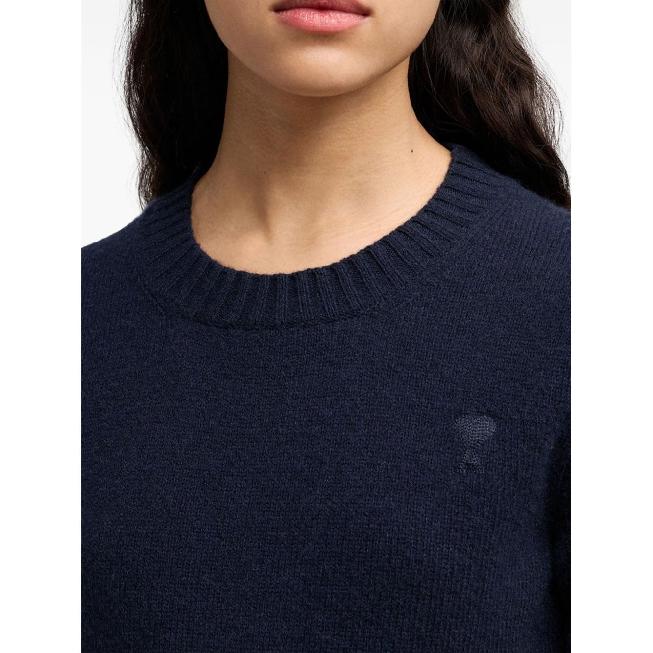 Ami Paris navy blue wool-cashmere blend knitted Sweater Topwear Ami Paris