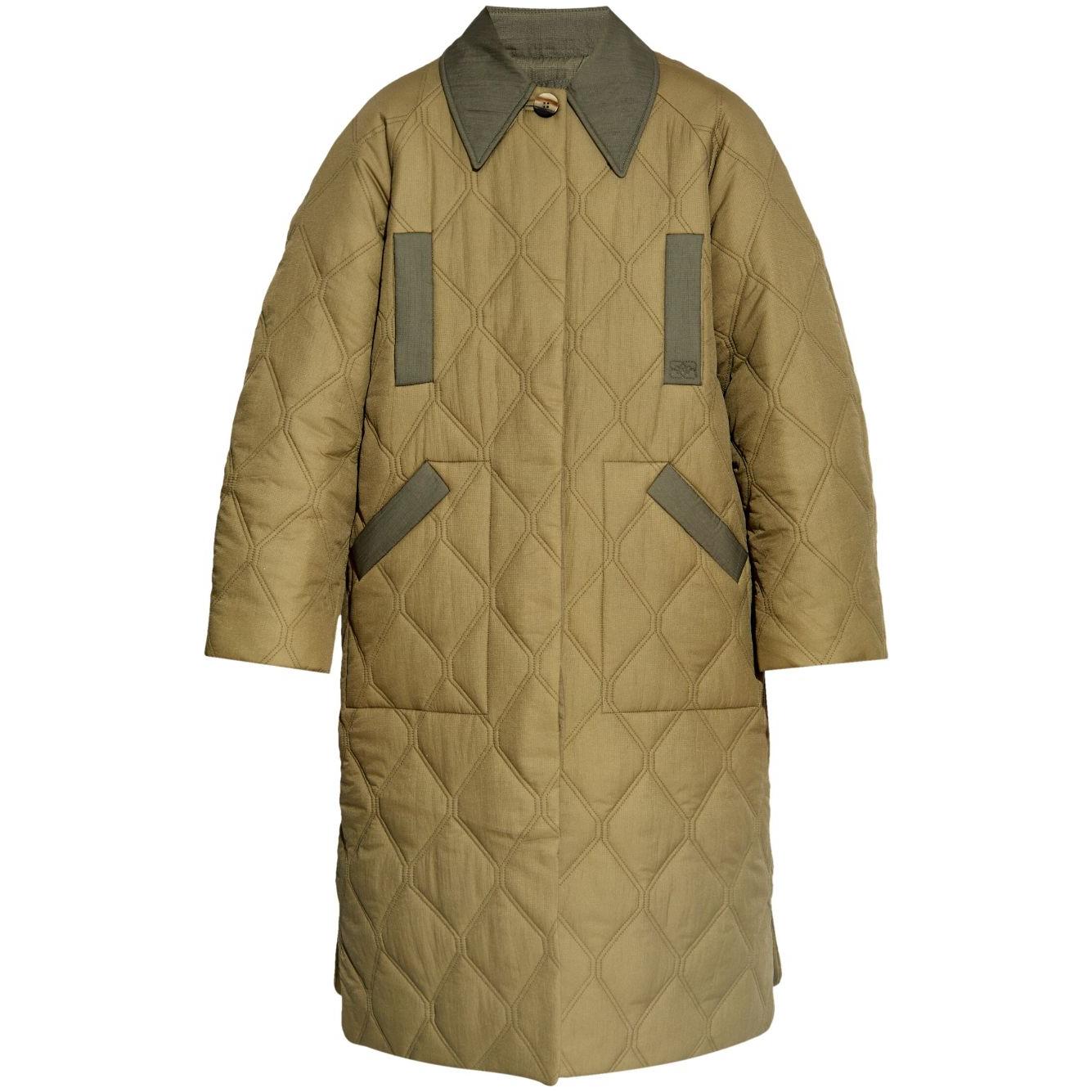 GANNI green quilted Coats Jackets Ganni