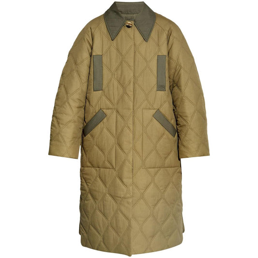 GANNI green quilted Coats Jackets Ganni