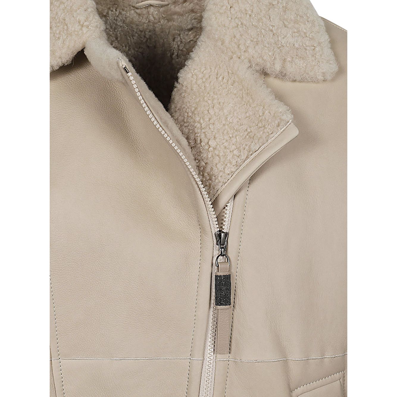 Brunello Cucinelli leather Jacket Ivory Jackets Brunello Cucinelli