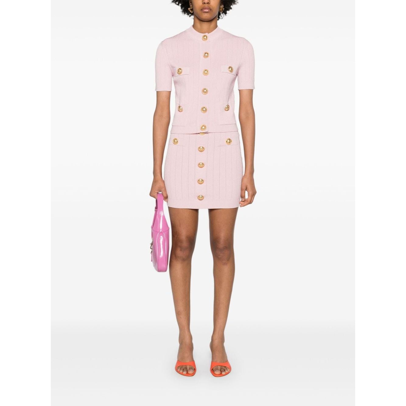 Balmain light pink knitted construction Skirts Skirts Balmain