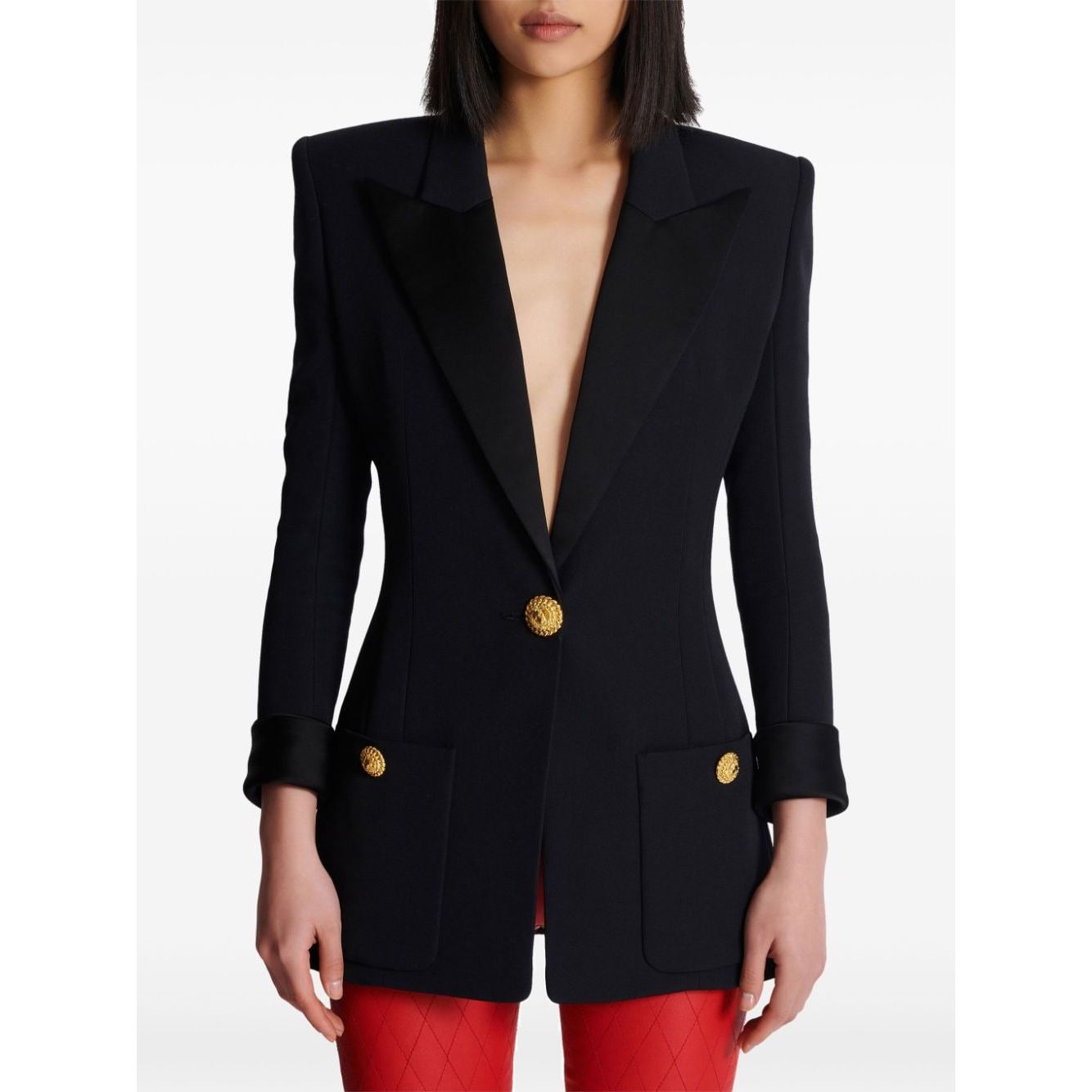 Balmain black wool grain de poudre logo-engraved buttons Jacket Jackets Balmain