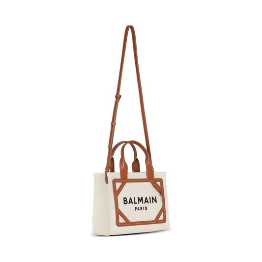 Balmain cotton blend canvas Leather Bag Brown Shopper Balmain