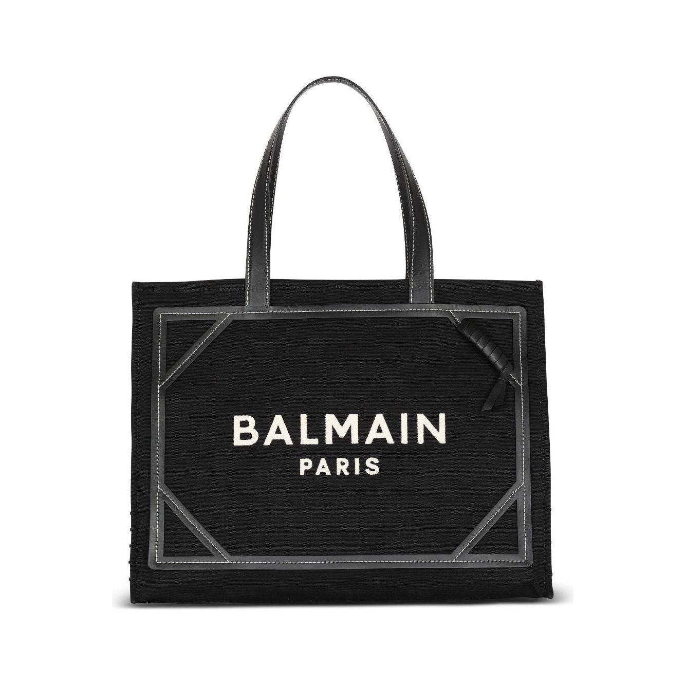 Balmain black/white canvas leather trim Bag Shopper Balmain