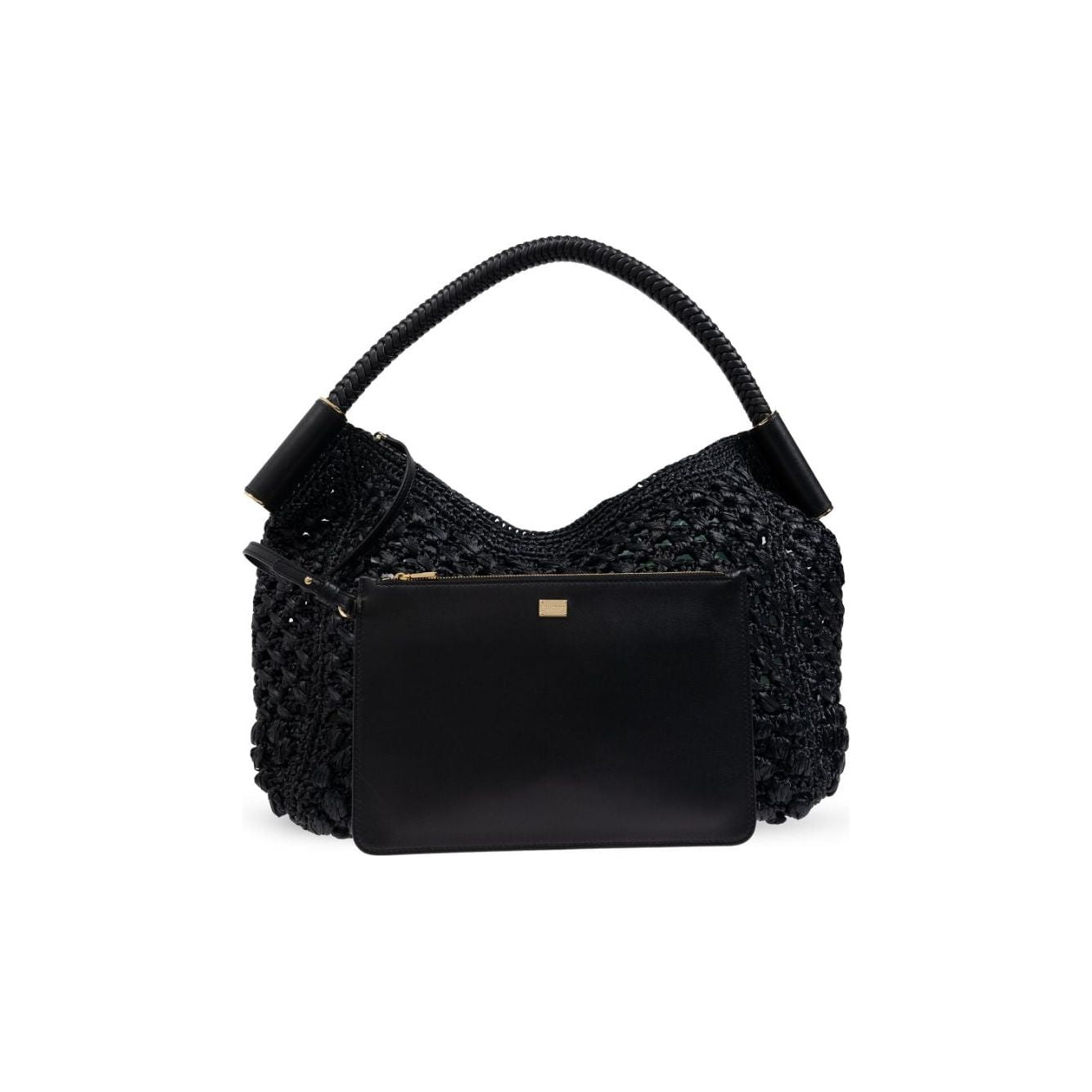 Dolce & Gabbana black interwoven design gold-tone logo plaque Bag Handbag Dolce & Gabbana