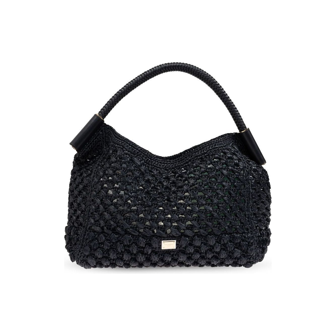 Dolce & Gabbana black interwoven design gold-tone logo plaque Bag Handbag Dolce & Gabbana