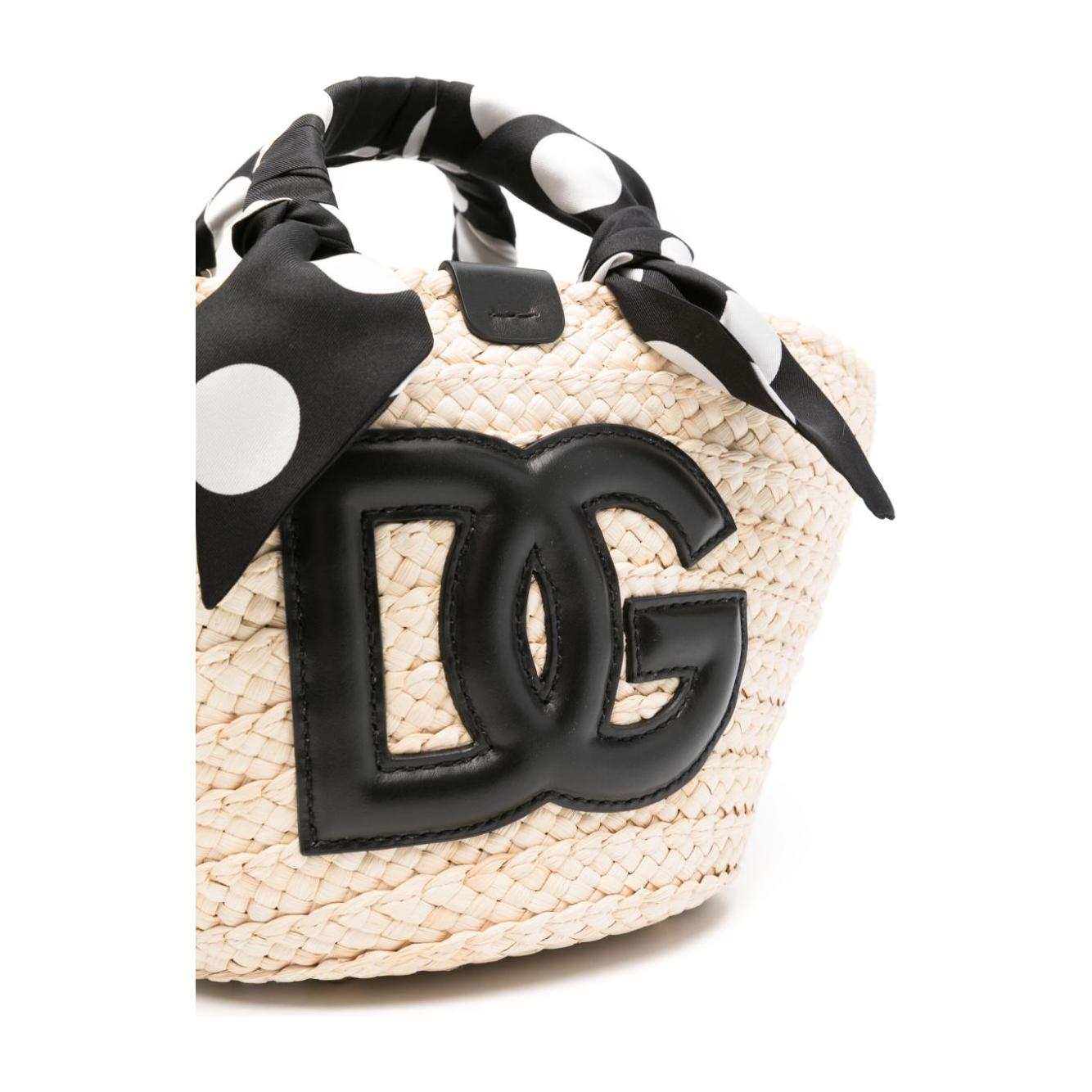 Dolce & Gabbana beige/black straw interwoven design bucket body Bag Handbag Dolce & Gabbana