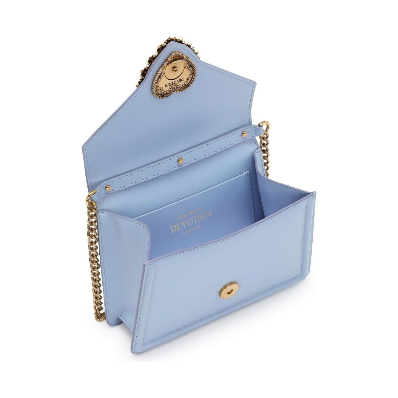 Dolce & Gabbana baby blue/gold tones leather Bag Handbag Dolce & Gabbana