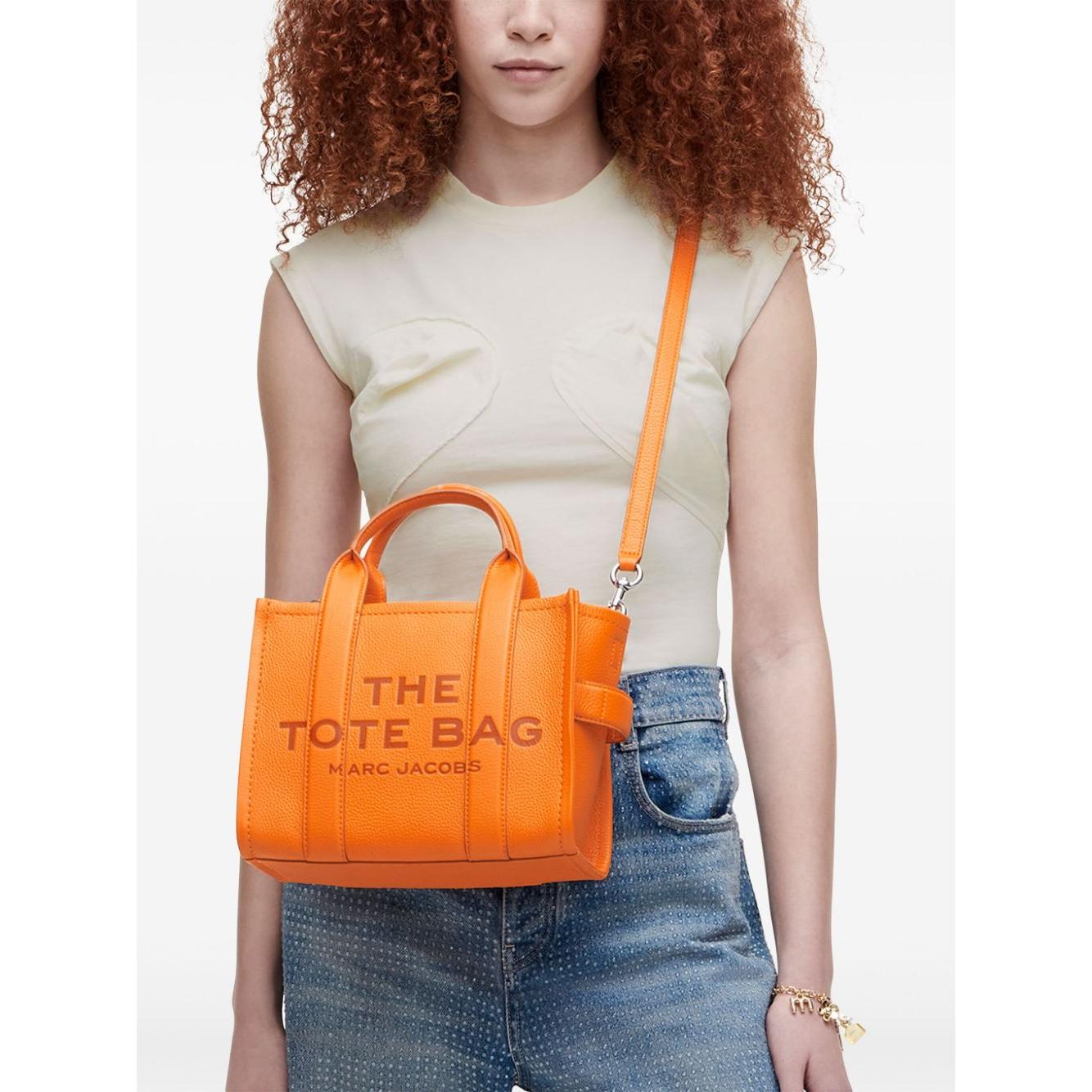 Marc Jacobs tangerine orange leather logo print Bag Shopper Marc Jacobs