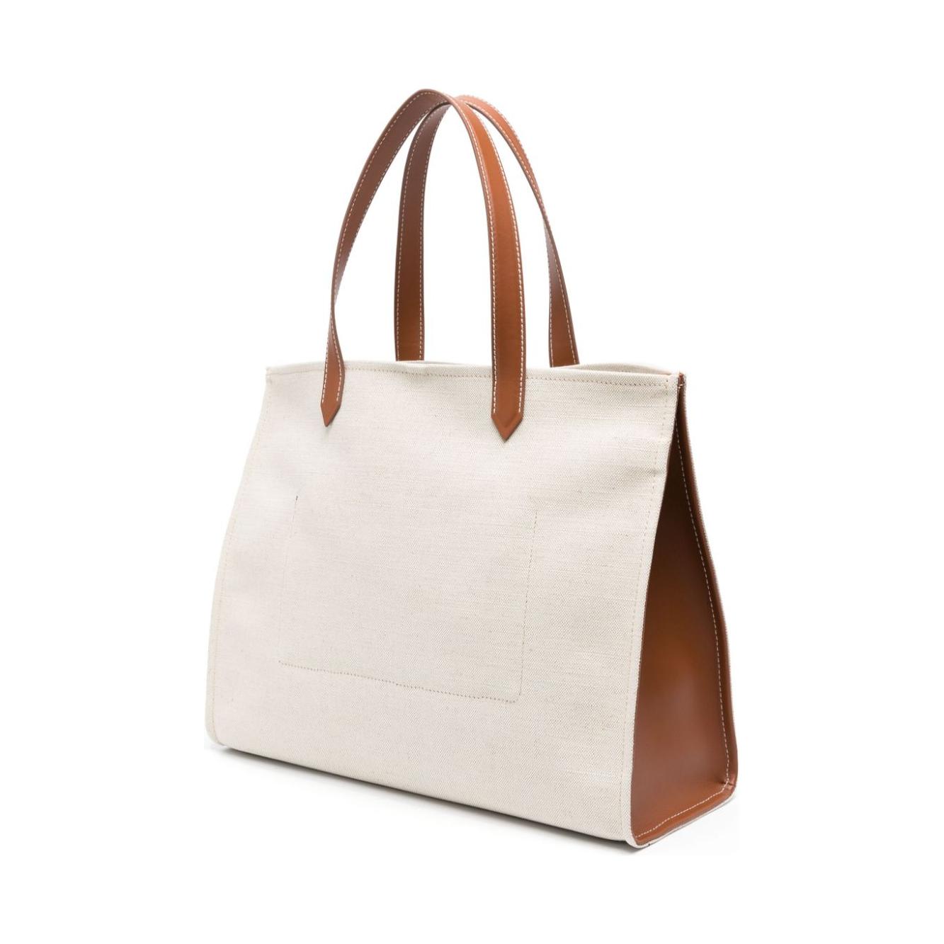 Balmain calf leather cotton-linen blend Bag in Brown Shopper Balmain