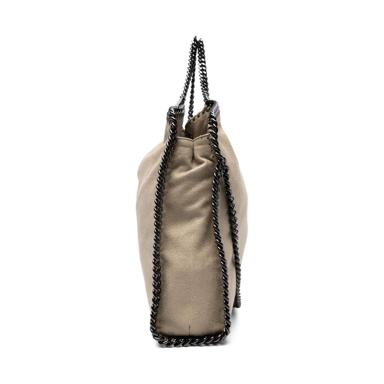 Stella McCartney light khaki beige faux leather whipstitch chain trim Bag Handbag Stella Mccartney