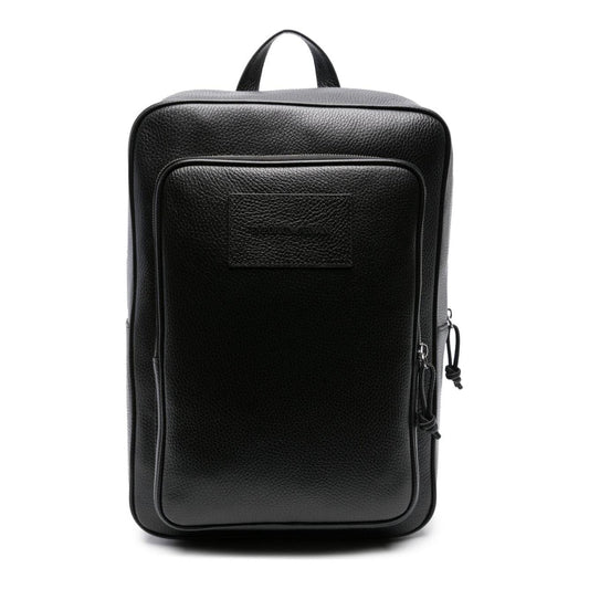 Emporio Armani black calf leather grained backpack Backpacks Emporio Armani