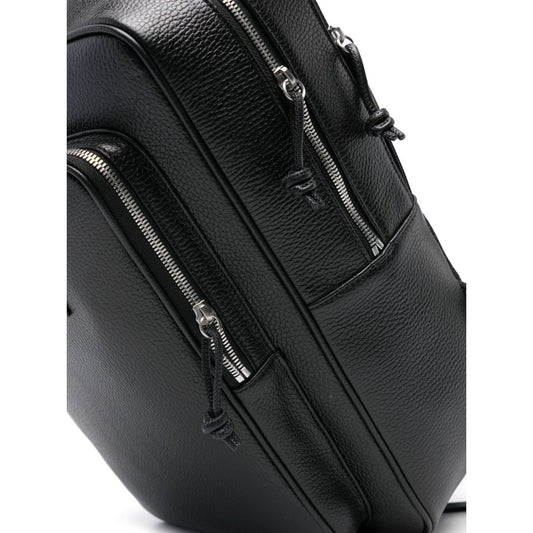 Emporio Armani black calf leather grained backpack Backpacks Emporio Armani