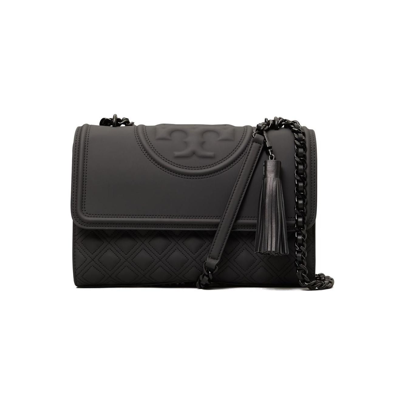 Tory Burch black leather embossed logo Bag Black Shoulder Tory Burch