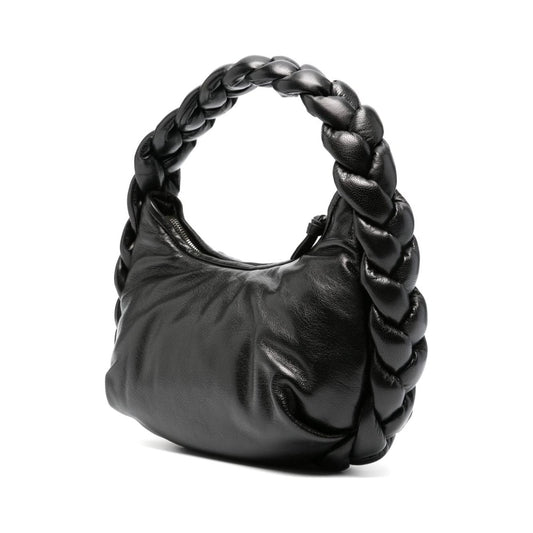 HEREU jet black calf leather grained texture high-shine finish Bag Handbag Hereu