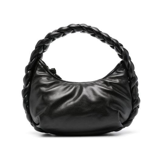 HEREU jet black calf leather grained texture high-shine finish Bag Handbag Hereu