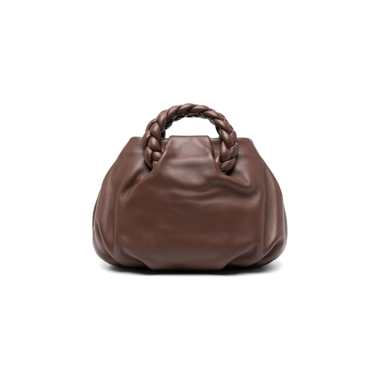 HEREU chocolate brown calf leather braided top handles Bag Handbag Hereu