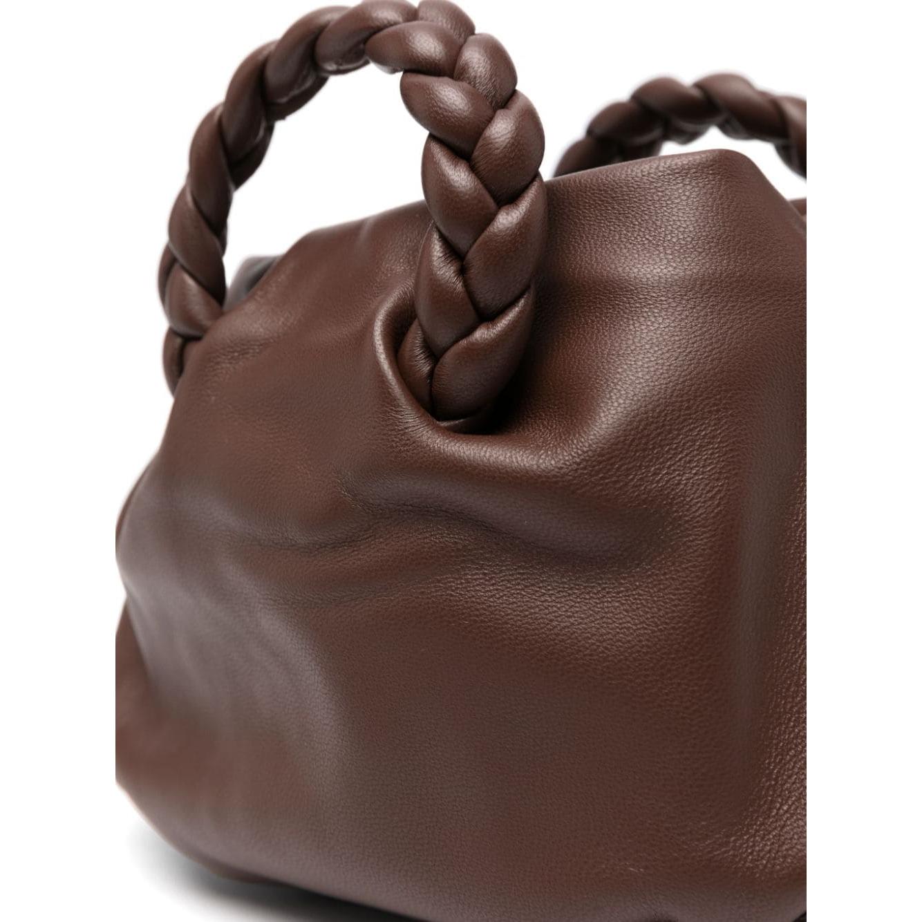 HEREU chocolate brown calf leather braided top handles Bag Handbag Hereu