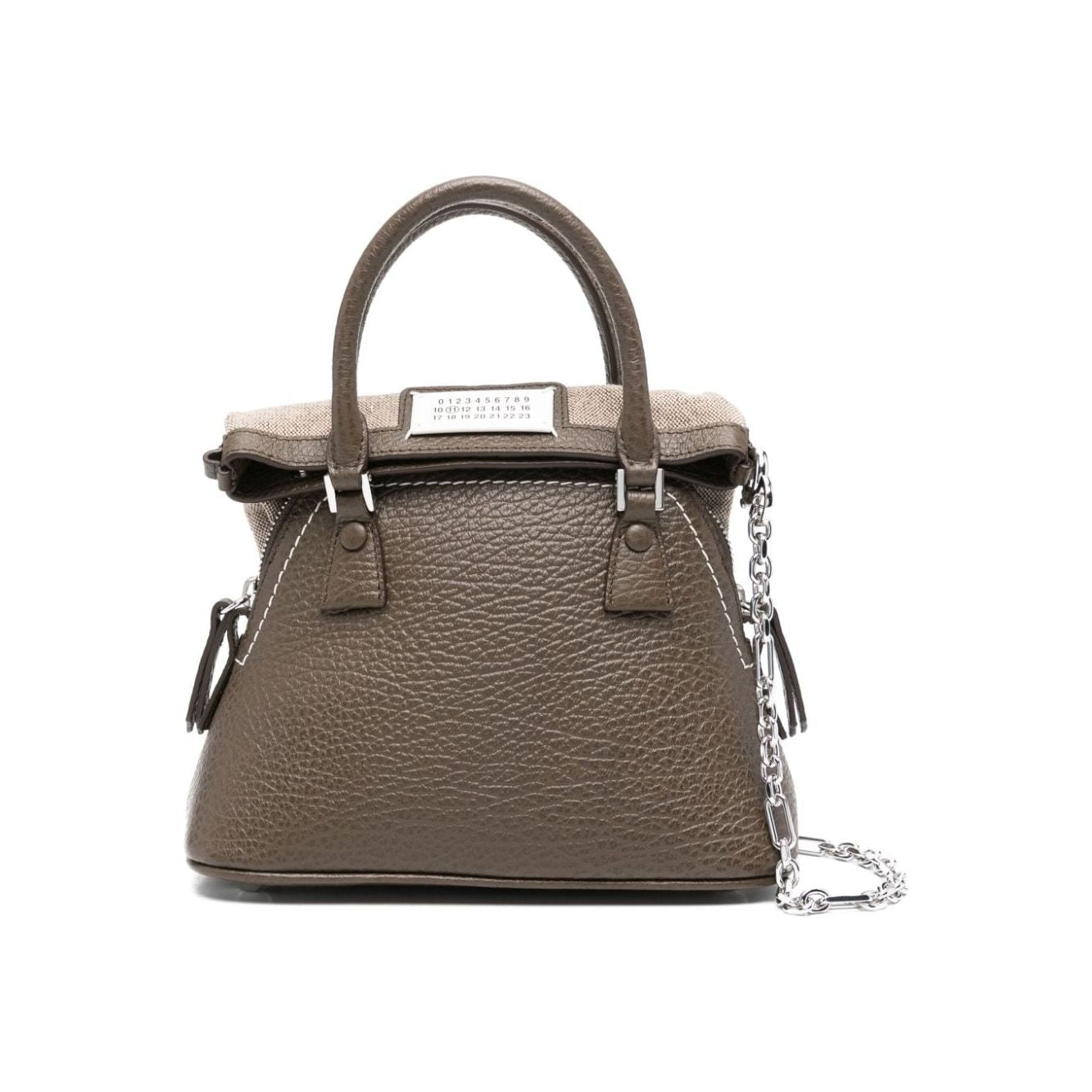 Maison Margiela brown leather grained texture foldover top Bag Handbag Maison Margiela