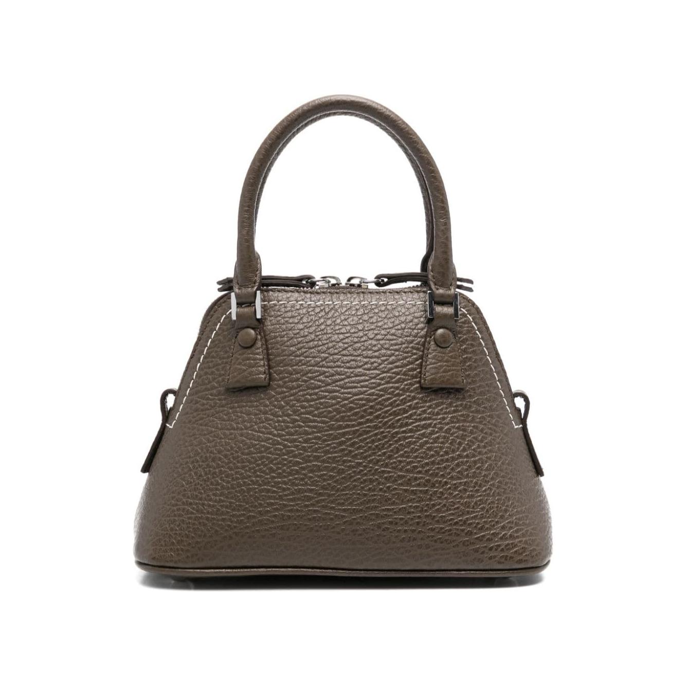 Maison Margiela brown leather grained texture foldover top Bag Handbag Maison Margiela