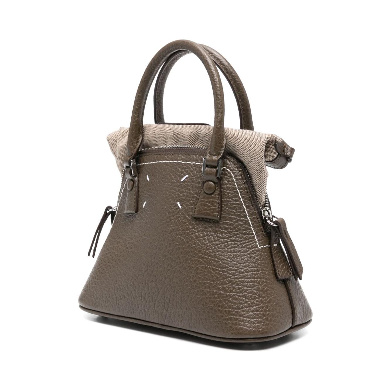 Maison Margiela brown leather grained texture foldover top Bag Handbag Maison Margiela