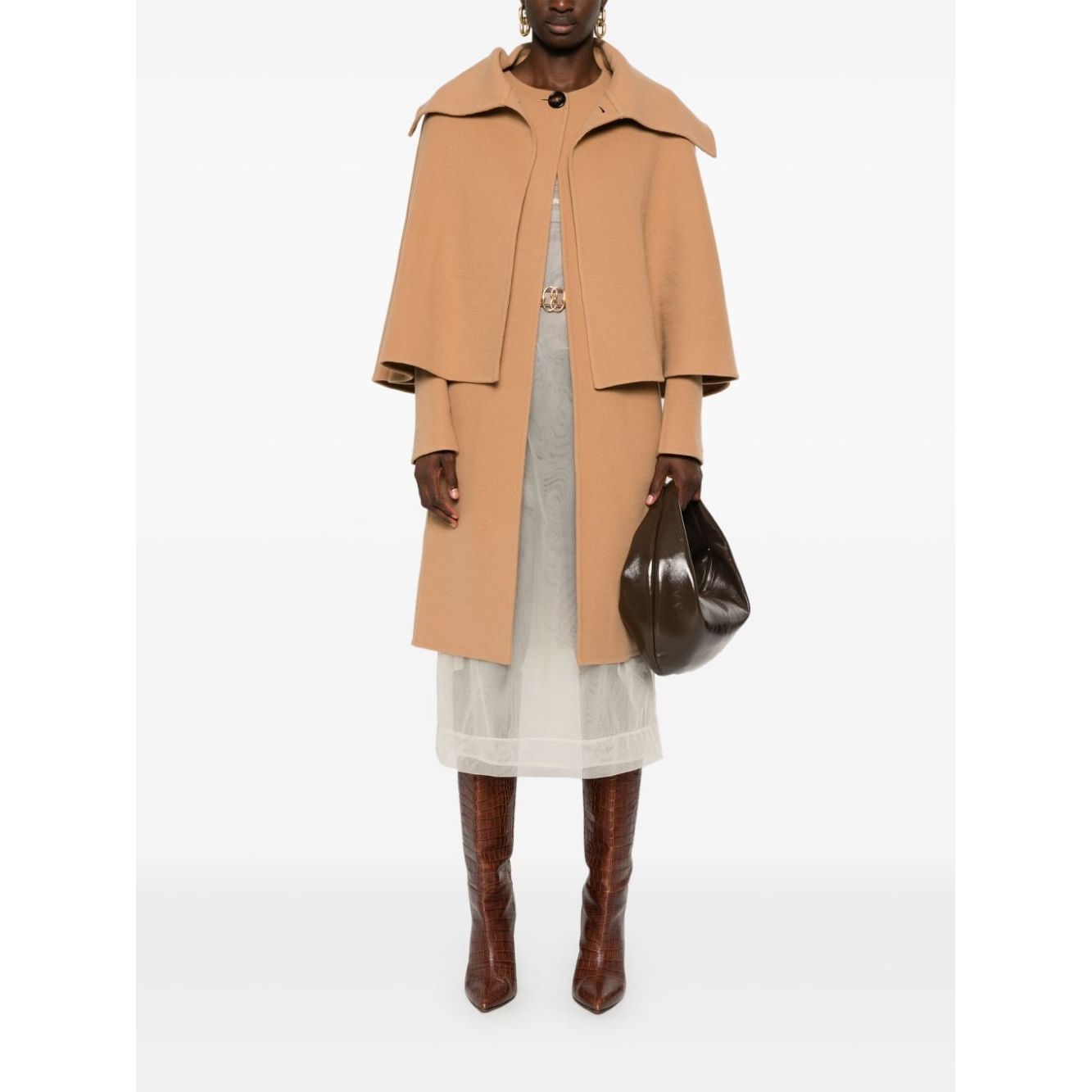 Chloè Coats Leather Brown