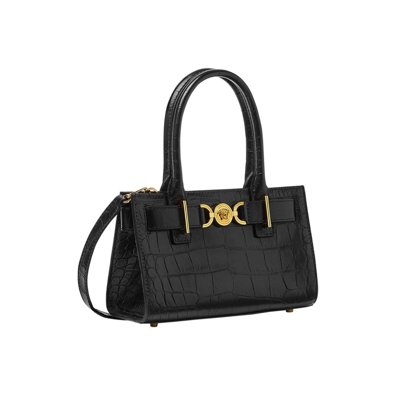 Versace Bags Black embossed crocodile effect Handbag Versace