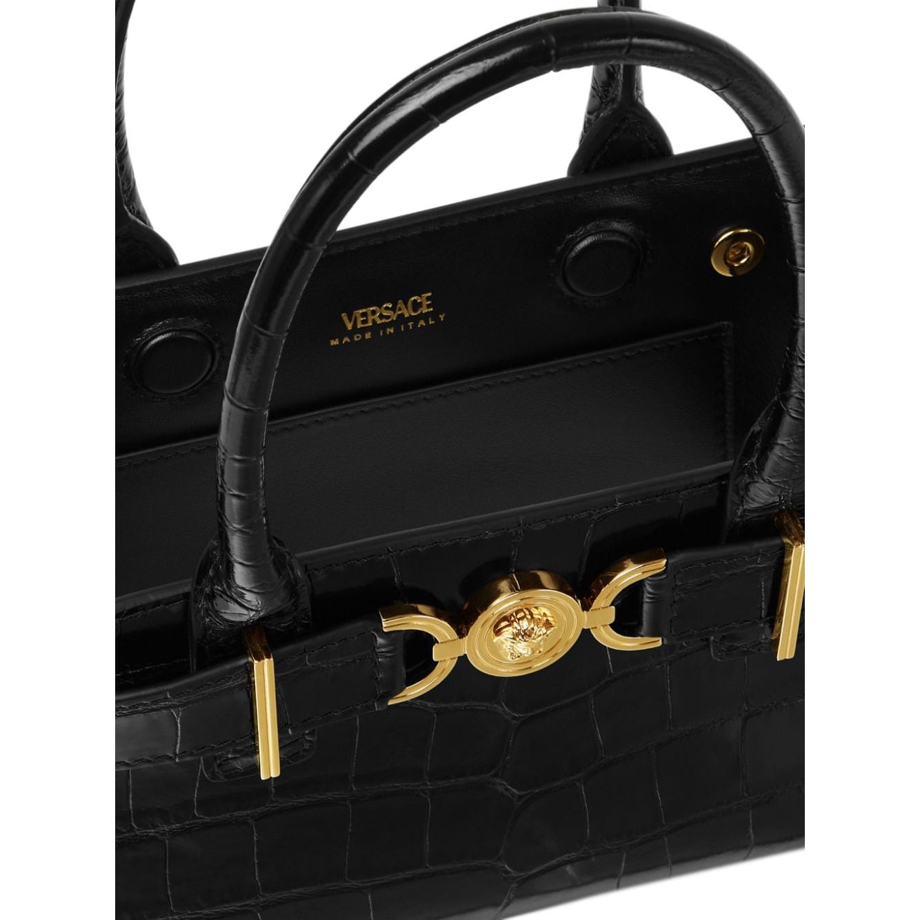 Versace Bags Black embossed crocodile effect Handbag Versace