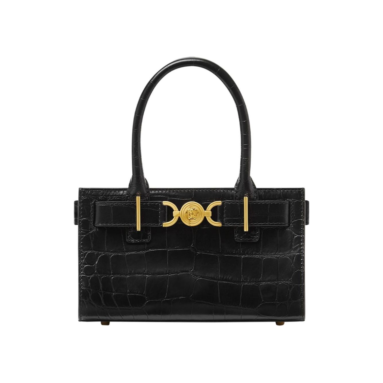 Versace Bags Black embossed crocodile effect Handbag Versace