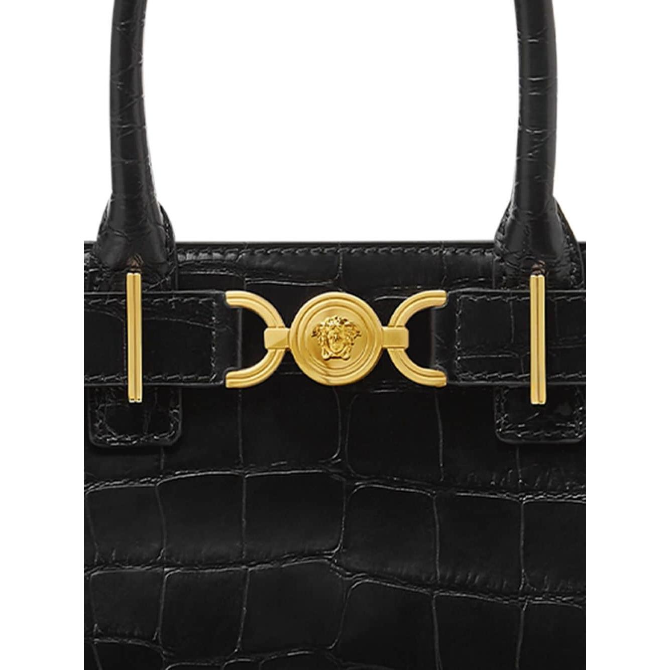 Versace Bags Black embossed crocodile effect Handbag Versace