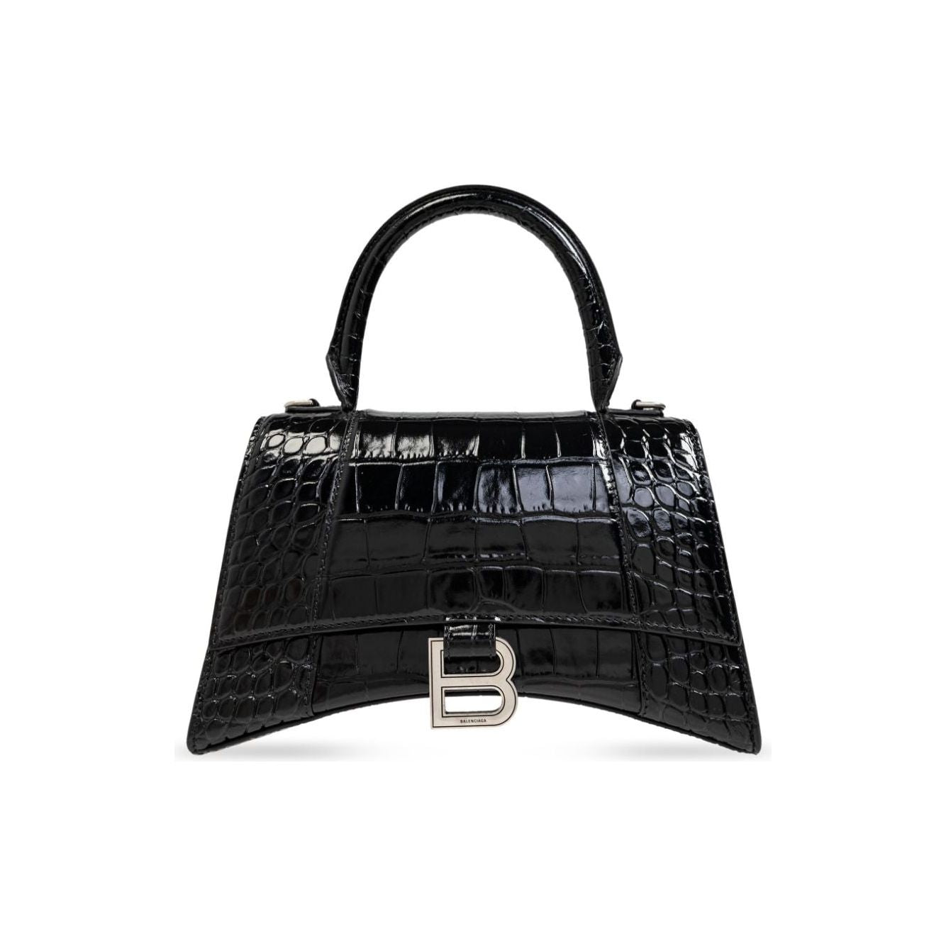 Balenciaga calf leather embossed crocodile effect  handbag Black Handbag Balenciaga