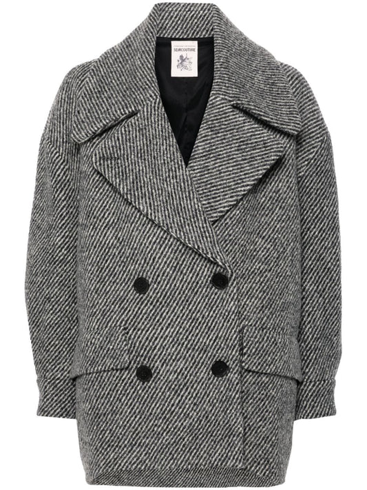 Semicouture  virgin wool brushed finish Coats Grey Jackets Semicouture