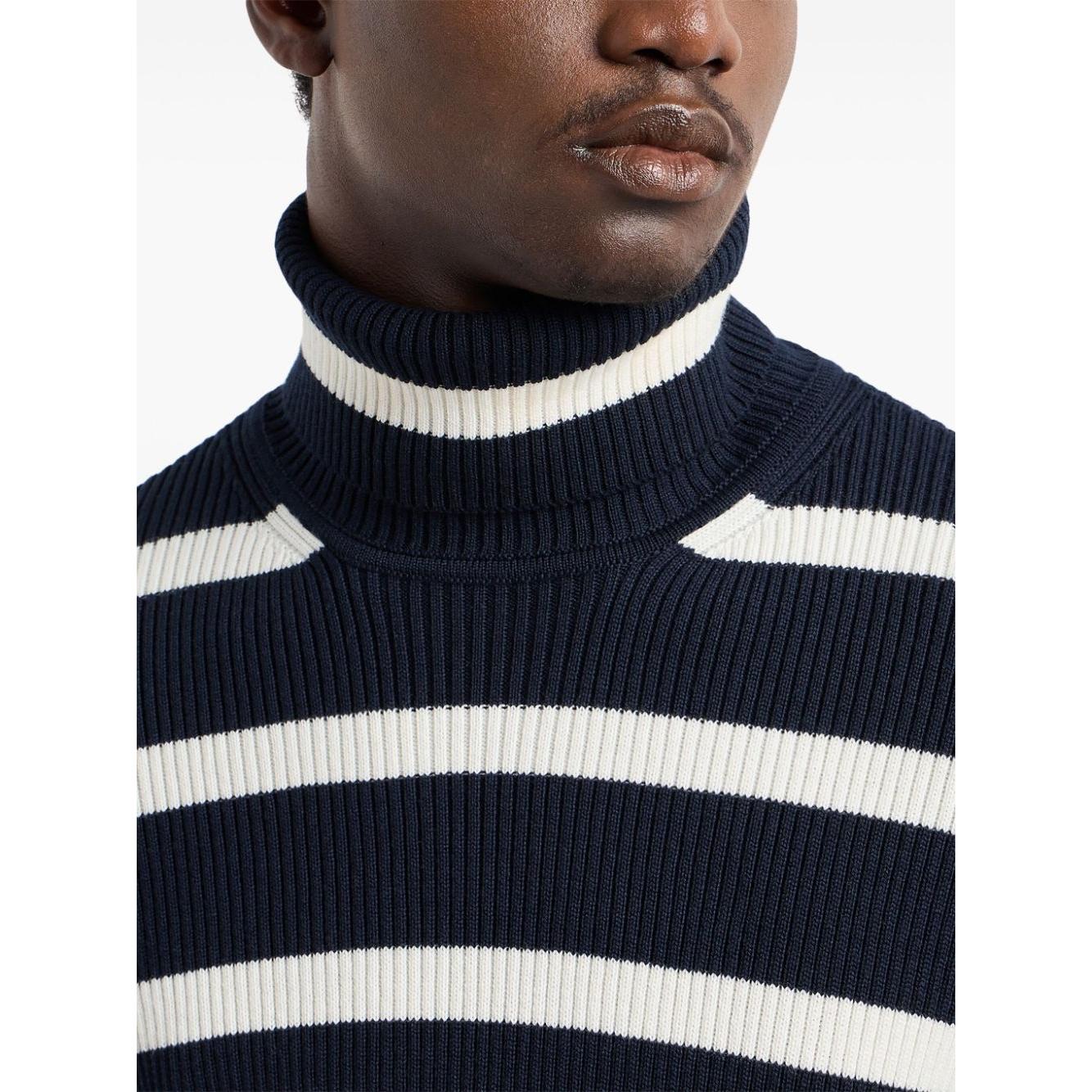 E 'CLAT cotton-virgin wool blend ribbed knit Men Sweaters Blue Topwear E 'Clat