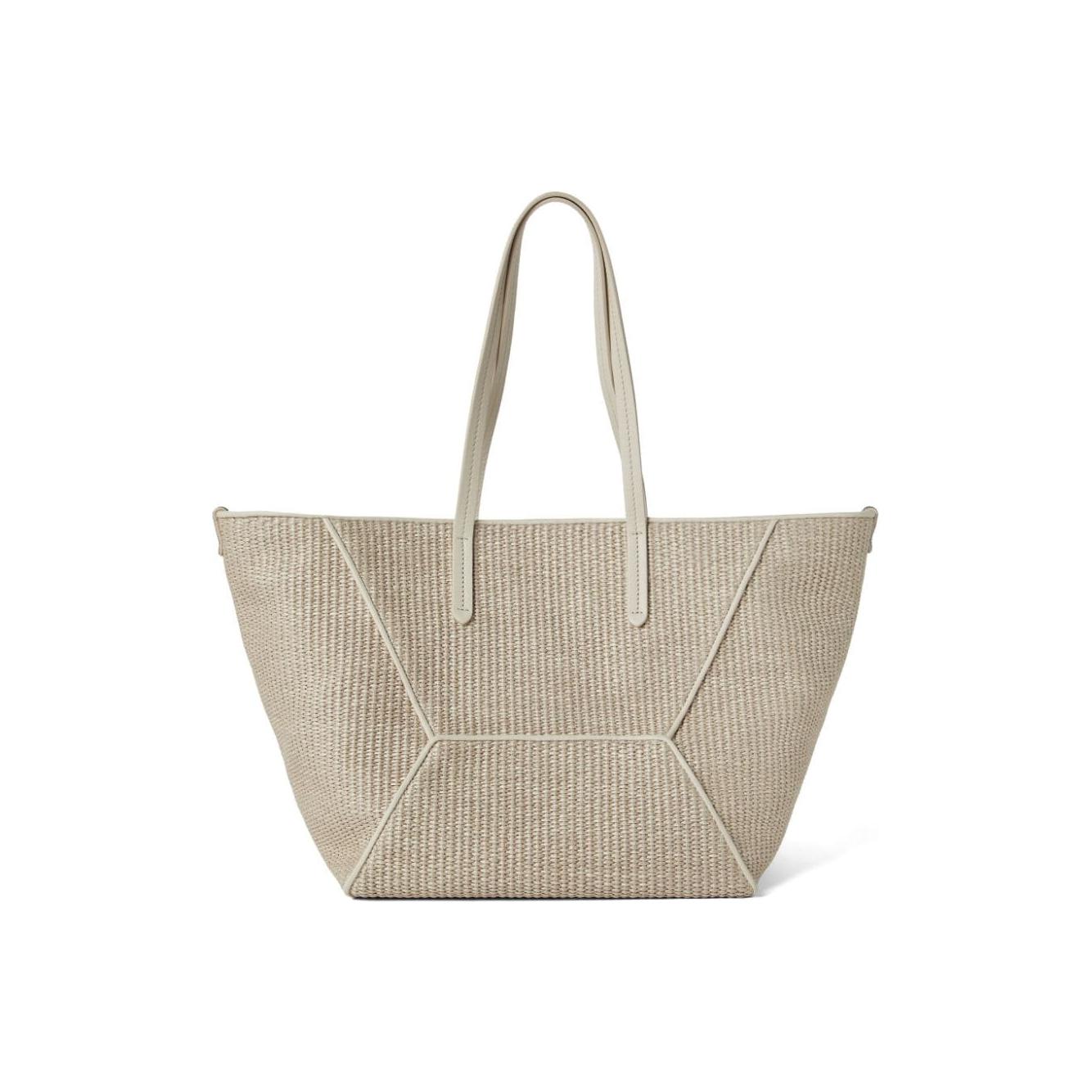 Brunello Cucinelli  cotton blend raffia tote Bag Beige Shopper Brunello Cucinelli