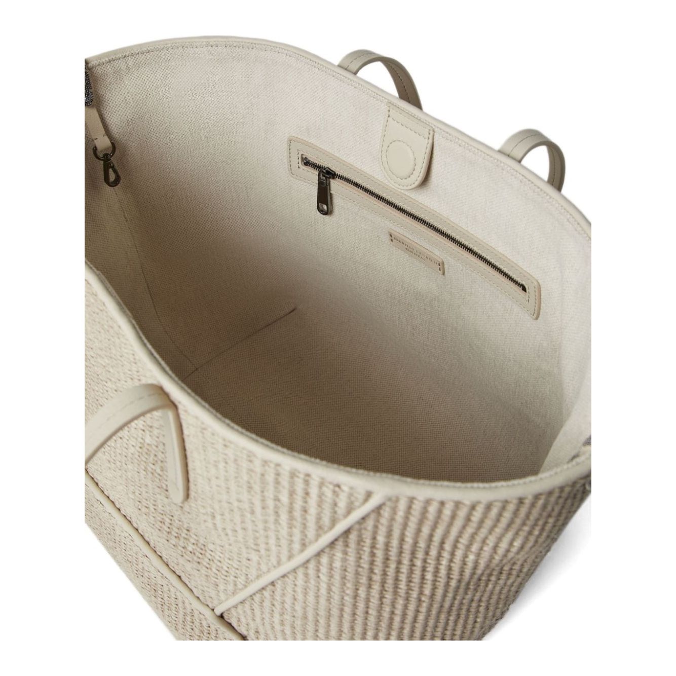 Brunello Cucinelli  cotton blend raffia tote Bag Beige Shopper Brunello Cucinelli