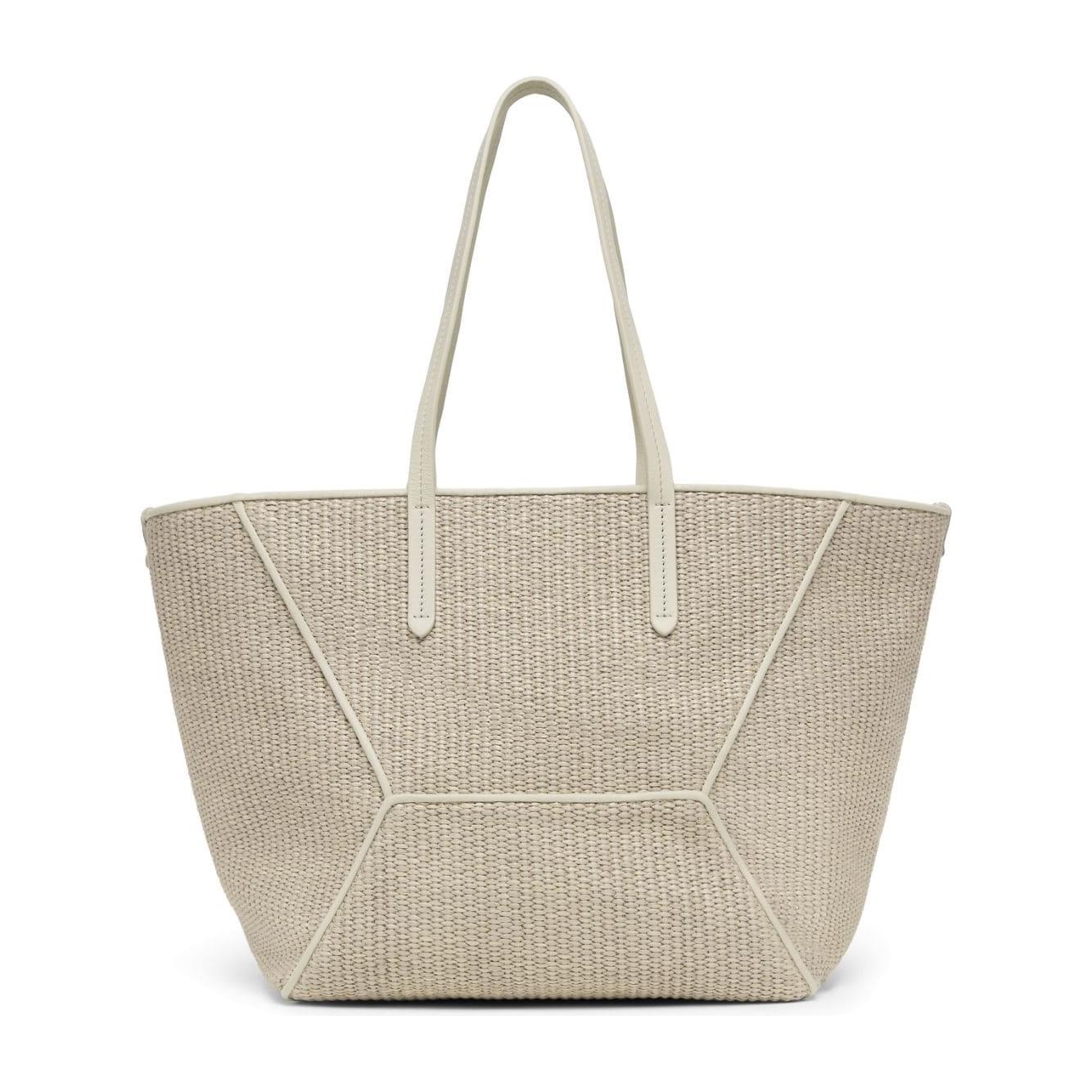 Brunello Cucinelli  cotton blend raffia tote Bag Beige Shopper Brunello Cucinelli